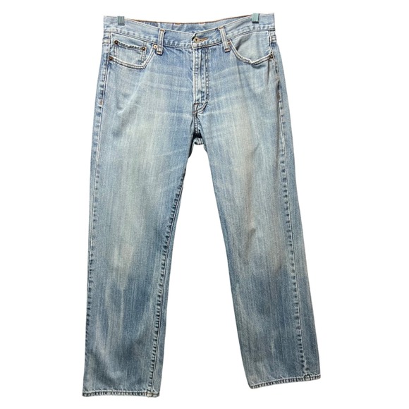 Lucky Brand Jeans 32 REG Straight Leg Light Wash Distressed Denim Blue - Picture 1 of 11